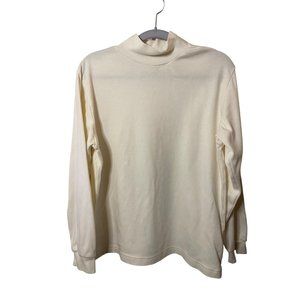 Laura Gayle mock turtleneck cream long sleeve tshirt Sz L‎ - flawed